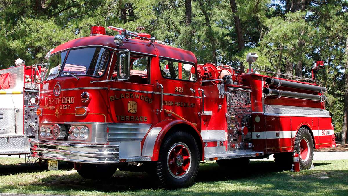 A 1964 Mack C95 pumper at the 37th Annual Fire Apparatus Show and Muster at WheatonArts, in Millville, NJ, on Sunday. (Jana Shea for NewsWorks)