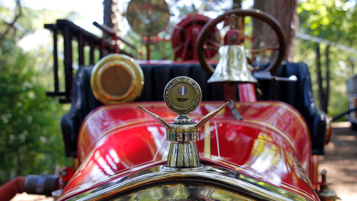 Detail from a vintage Ford Model-T fire truck at the 37th Annual Fire Apparatus Show and Muster at WheatonArts, in Millville, NJ, on Sunday. (Jana Shea for NewsWorks)