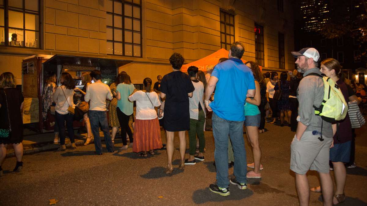 The line stayed long all night for a taste of Poi Dog Philly at the Fairmount Park Conservancy's Glow in the Park gathering.