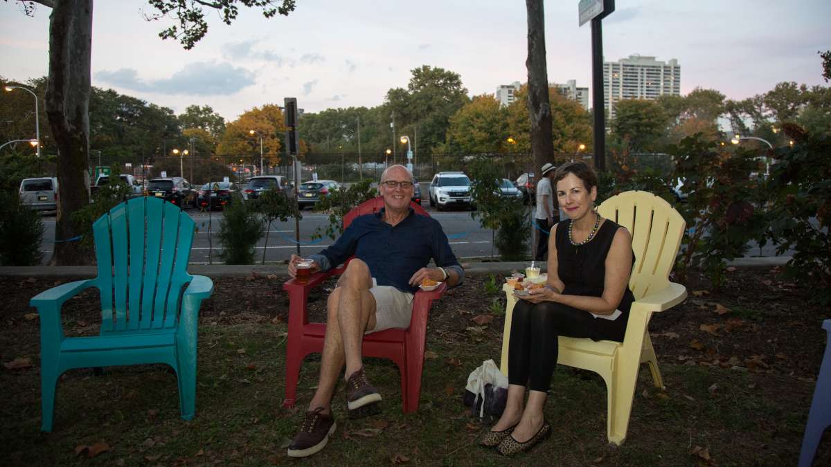 Parnters and lifelong city dwellers Paul Laskow and Margret Meigs hang out at Glow in the Park.