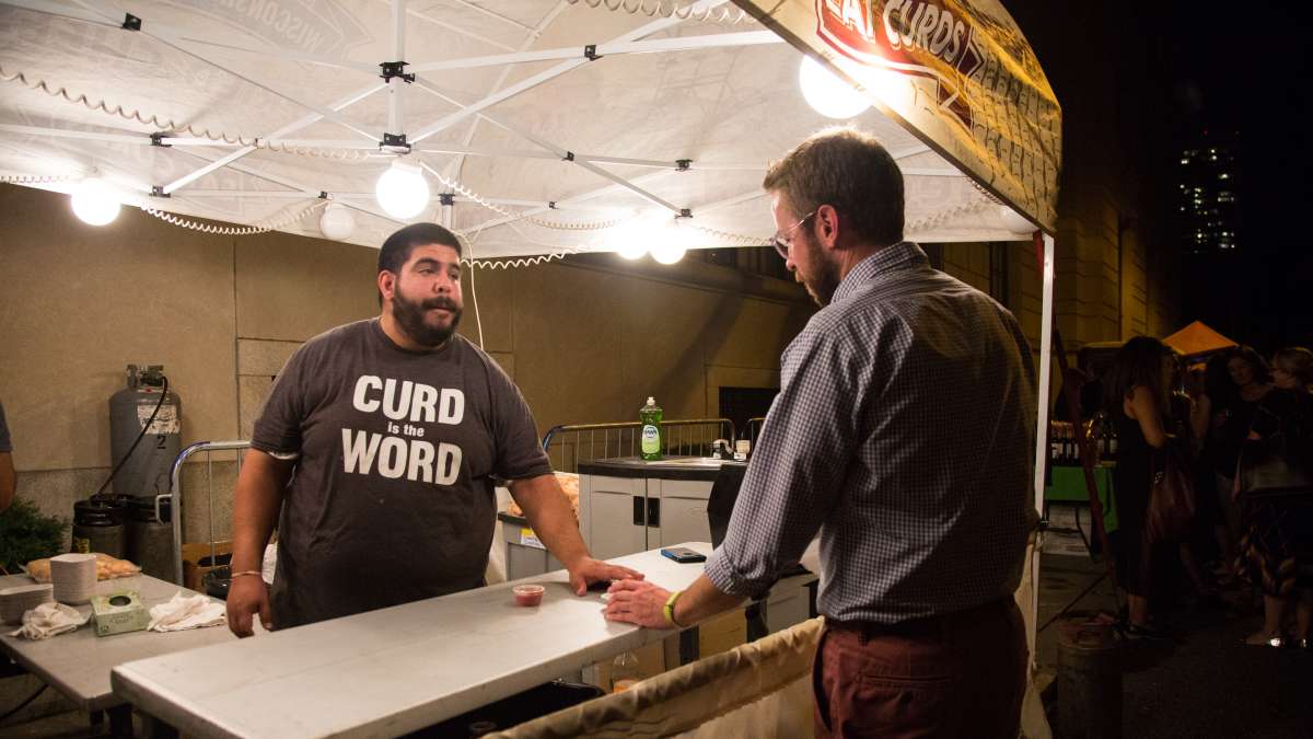 ''It's like a mozzarella stick, but better'' a patron said upon trying the fried cheese curds offered up by The Cow and the Curd. The Cow and the Curd was one of six food vendors at the 5th annual Glow in the Park put on by the Fairmount Park Conservancy.