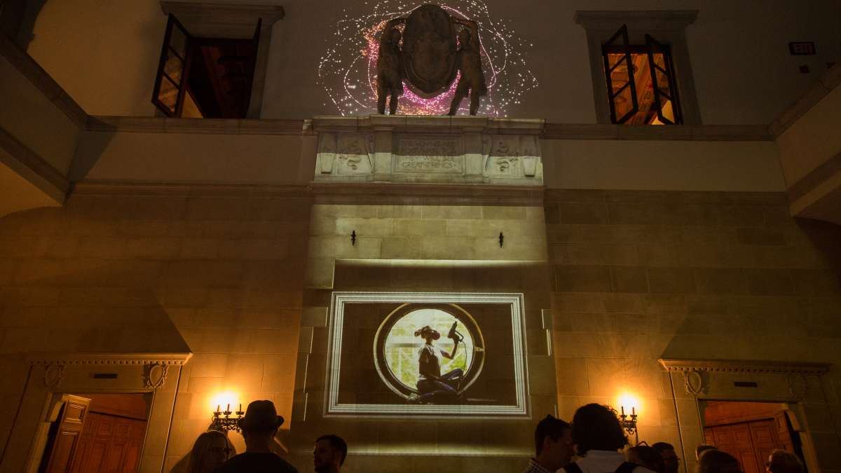 The Klip Collective projected a lighting installation on and inside the main building at the Palazzo on the Parkway at the Fairmount Park Conservancy's Glow in the Park gathering. The building used to house the Boy Scouts of America, but now is under renovation to become a more functional part of the Fairmount Park system.