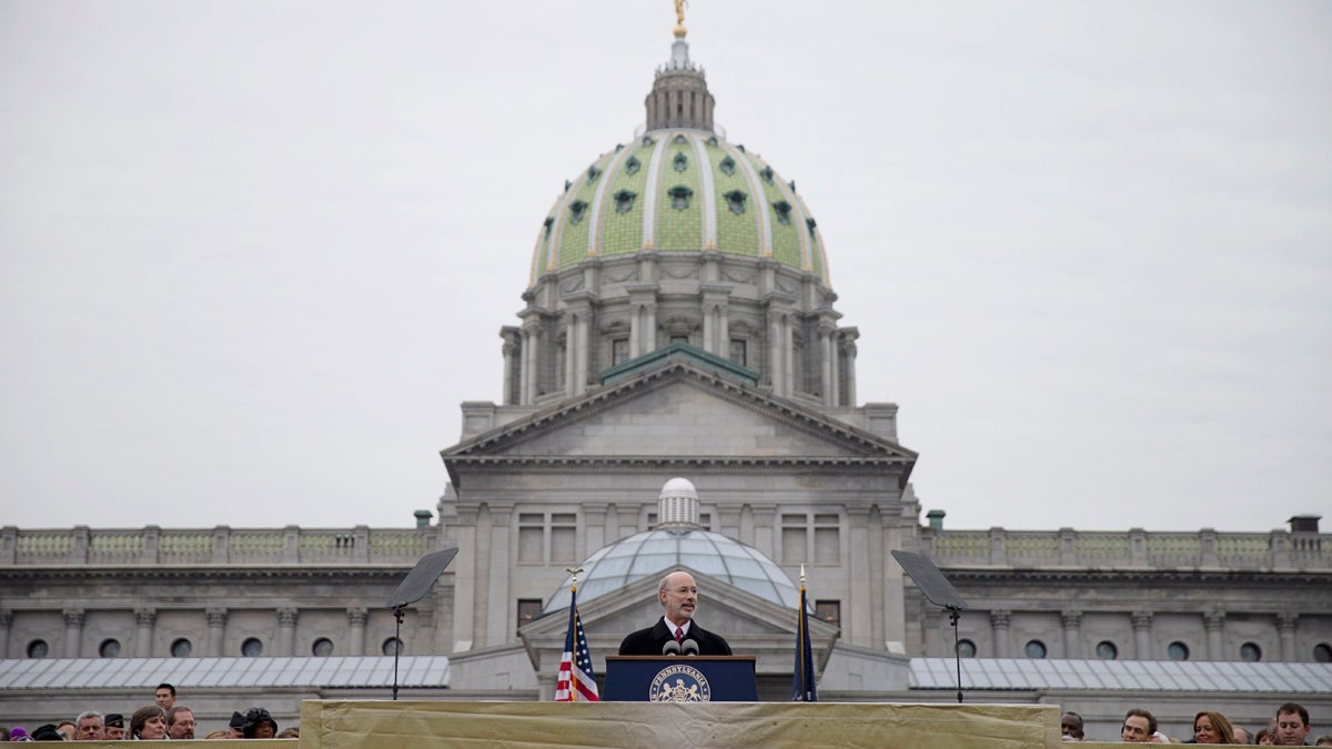  Gov. Tom Wolf speaks after he took the oath of office to become the 47th governor of Pennsylvania at the state Capitol in Harrisburg, Pa. (AP Photo/Matt Rourke) 