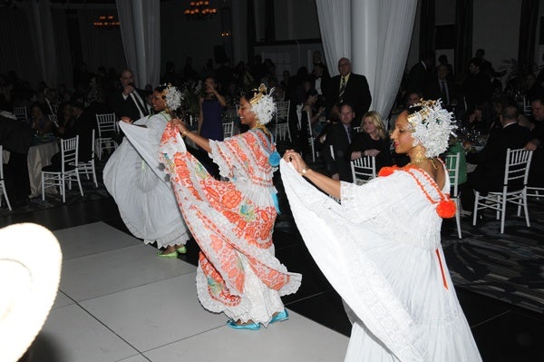 <p><p>Conjunto de Proyecciones Ritmos y Danzas de Panama performed in typical Panamanian folklore dresses or polleras in celebrating Panama’s culture (Photo courtesy of George Feder)</p></p>
