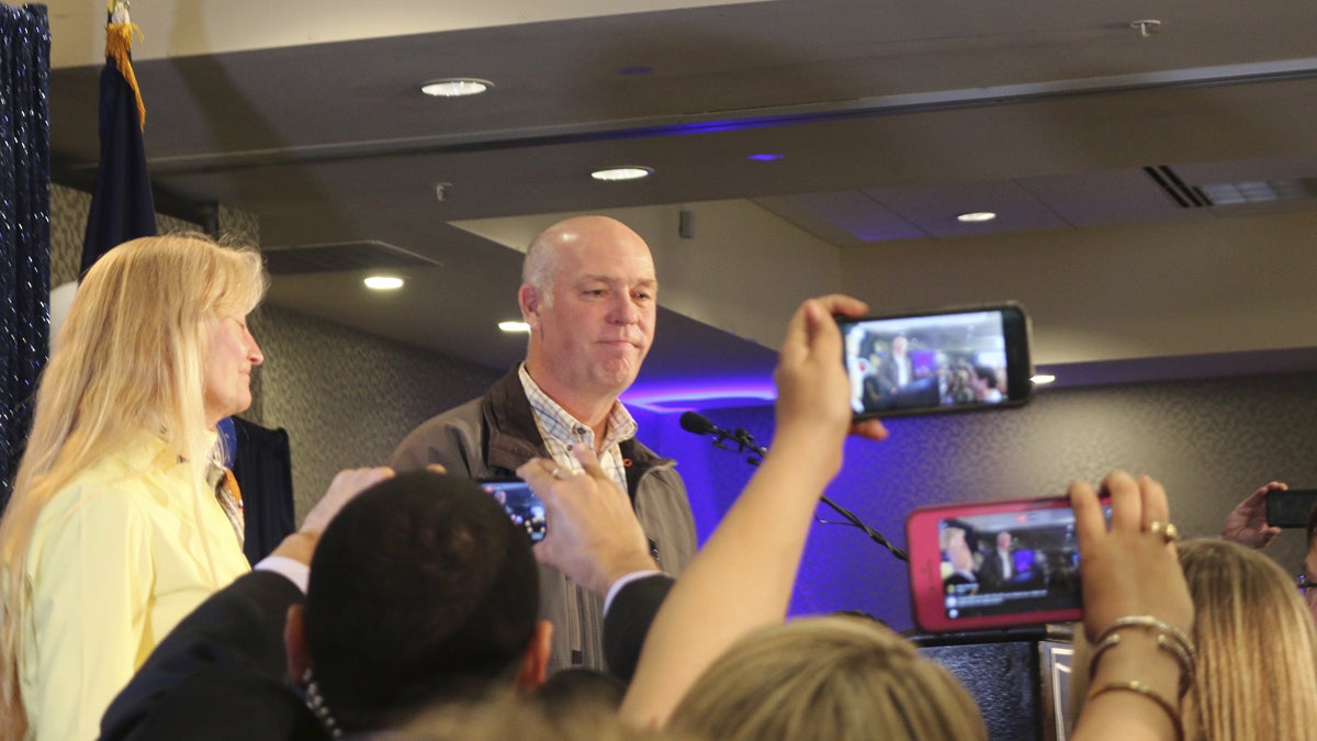  Republican Greg Gianforte greets supporters at a hotel ballroom in Bozeman, Montana, on May 25, after winning Montana's sole congressional seat. In his speech, Gianforte apologized for a altercation at his campaign headquarters with a reporter on the eve of the special election. The altercation led to a misdemeanor assault citation. (AP Photo/Bobby Caina Calvan) 