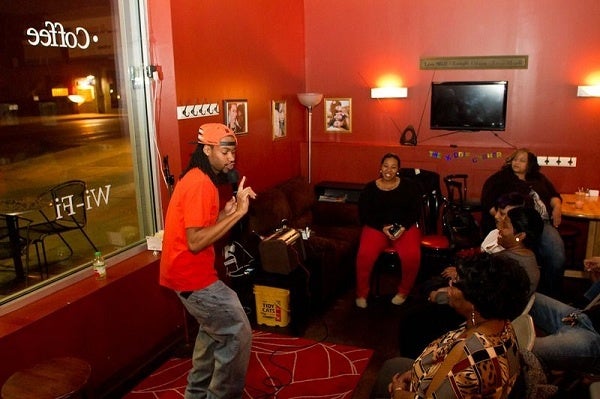 <p><p>Ken Jones performed as the first of two openers Tuesday at the Wired Beans Cafe. (Brad Larrison/for NewsWorks)</p></p>
