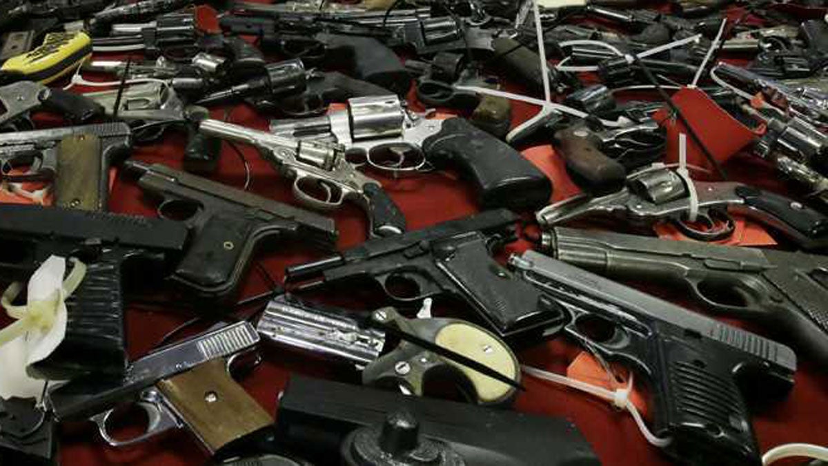 A 2012 gun buy back netted over 1100 guns in Camden, N.J. A few of those guns are shown here. (Mel Evans/AP Photo, file) 