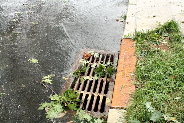 A storm drain in Haddon Township New Jersey is working overtime following Hurricane Irene.