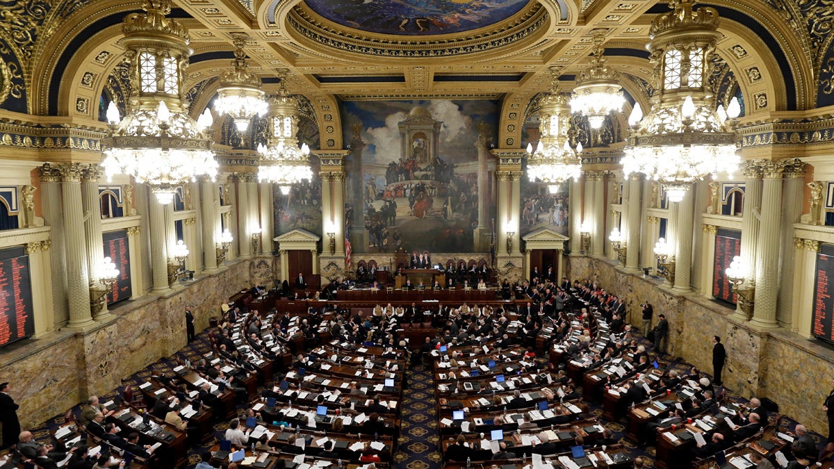  Gov. Tom Corbett addresses a joint session of the Pennsylvania House and Senate in Harrisburg, Pa. (AP Photo/Matt Rourke, file) 