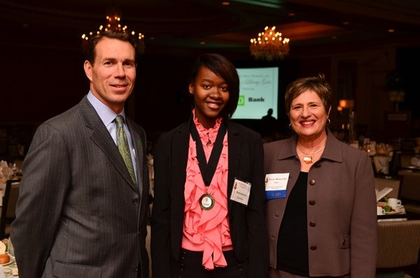 <p><p>Honoree Tom Shoemaker (left), 2012 Young Heroes Awardee and Franklin High School grad Antoinette Dawkins, and Pennsylvania Market President of TD Bank and National Liberty Museum CEO Gwen Borowsky (Photo courtesy of Tim Evans)</p></p>
