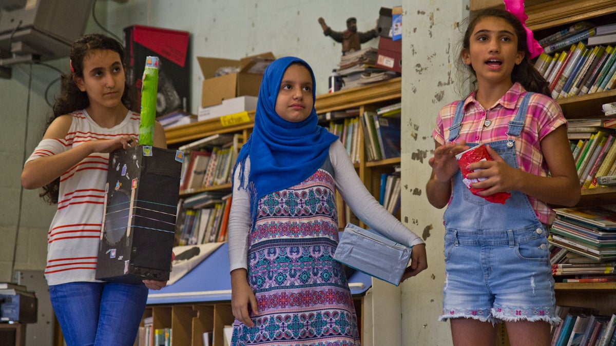 Students in the HIAS Pa. Middle School Summer Education Program created musical instruments. (Kimberly Paynter/WHYY)