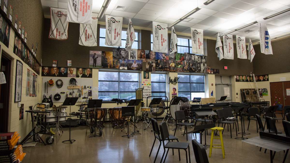 Upper Dublin High School has a choir room, a band room, an orchestral room, and mulitple private practice rooms for students. (Emily Cohen for NewsWorks)