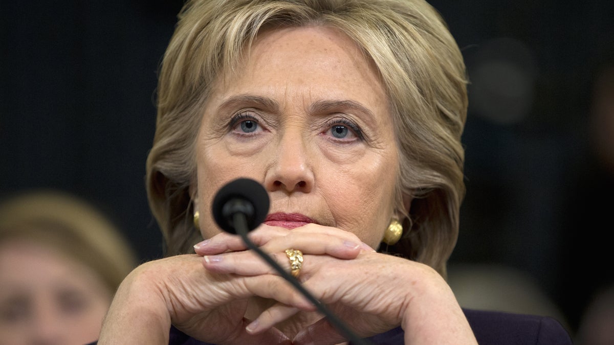  Democratic presidential candidate Hillary Rodham Clinton listens as she testifies on Capitol Hill in Washington, Thursday, Oct. 22, 2015. (AP Photo/Evan Vucci) 