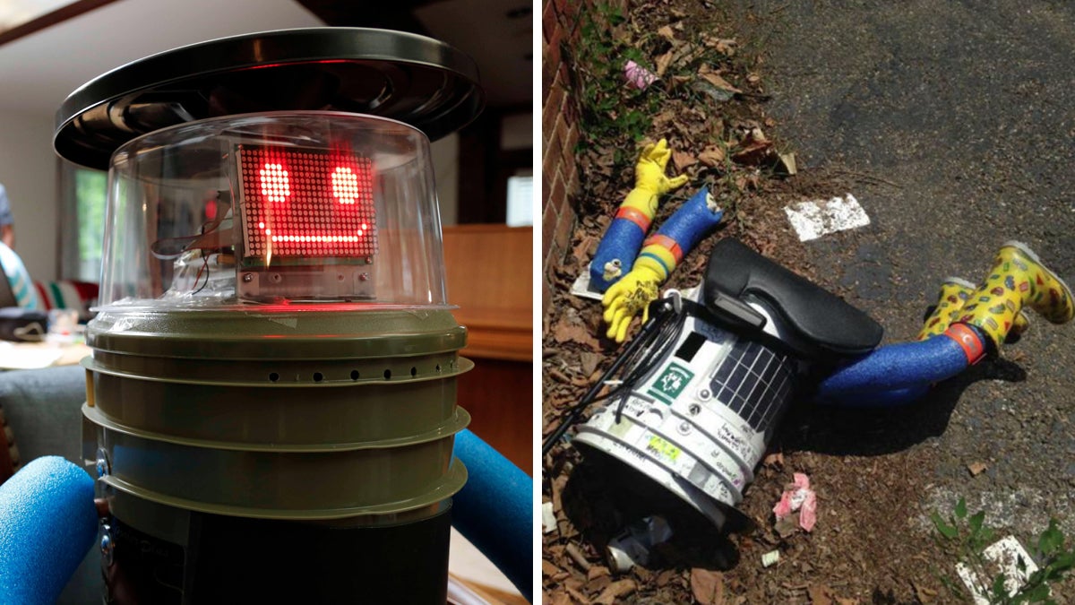  After more than a year of intercontinental travel, Canadian social experiment hitchBOT met an untimely end in the United States. (Images courtesy of <a href='https://www.flickr.com/photos/126560926@N02/page2/'>hitchBOT</a>) 
