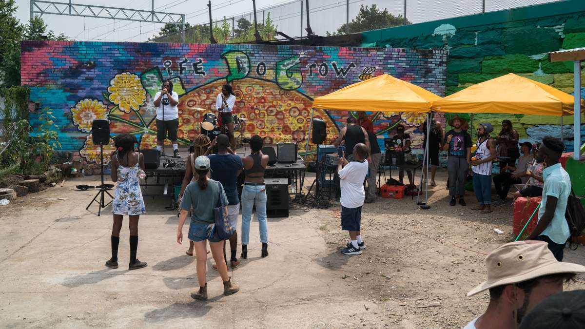 Attendees of the 4th annual Hoodstock Festival at Life Do Grow Farm in North Philly take in a musical performance on July 22, 2017.