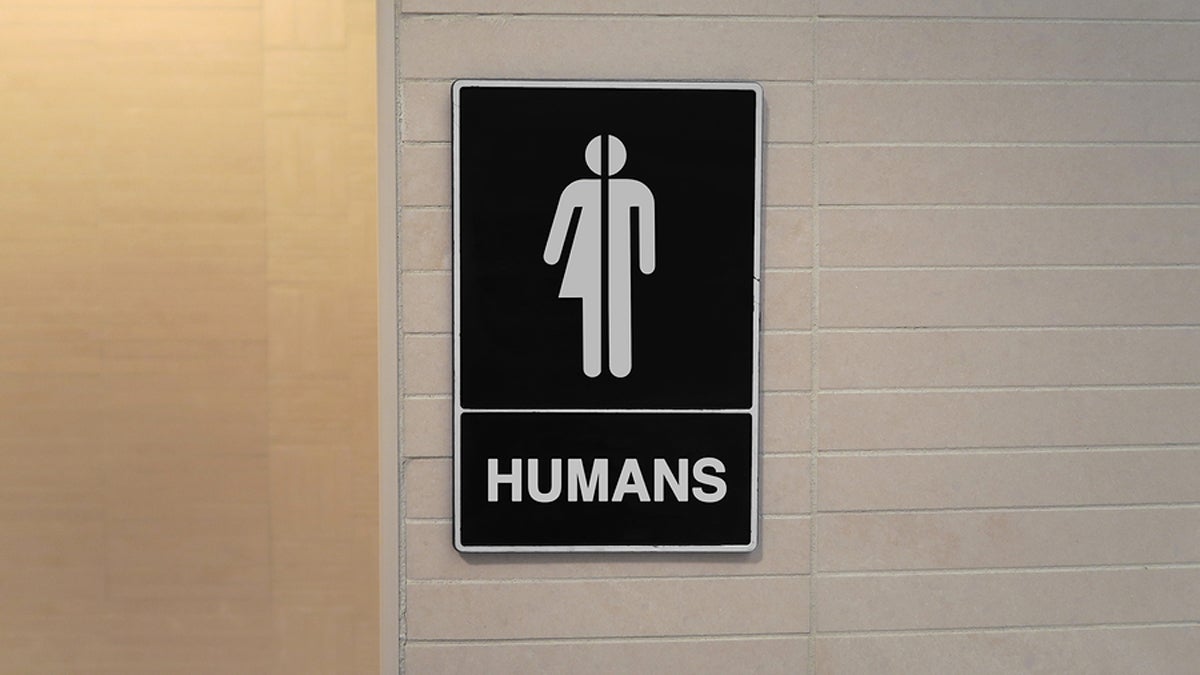  (<a href='https://www.bigstockphoto.com/image-172435466/stock-photo-gender-neutral-restroom-sign-that-says%2C-humans'>John Arehart</a>/Big Stock Photo) 