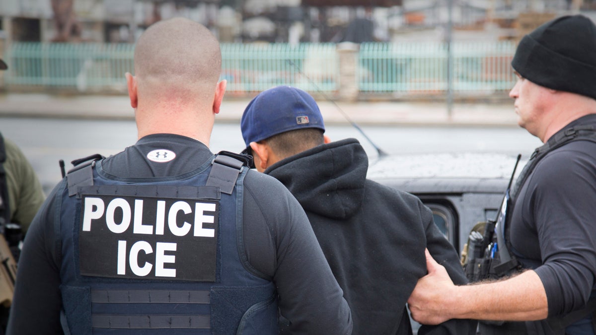  In this Tuesday, Feb. 7, 2017, photo released by U.S. Immigration and Customs Enforcement shows foreign nationals being arrested during a targeted enforcement operation conducted by U.S. Immigration and Customs Enforcement (ICE) aimed at immigration fugitives, re-entrants and at-large criminal aliens in Los Angeles.  (Charles Reed/U.S. Immigration and Customs Enforcement via AP) 