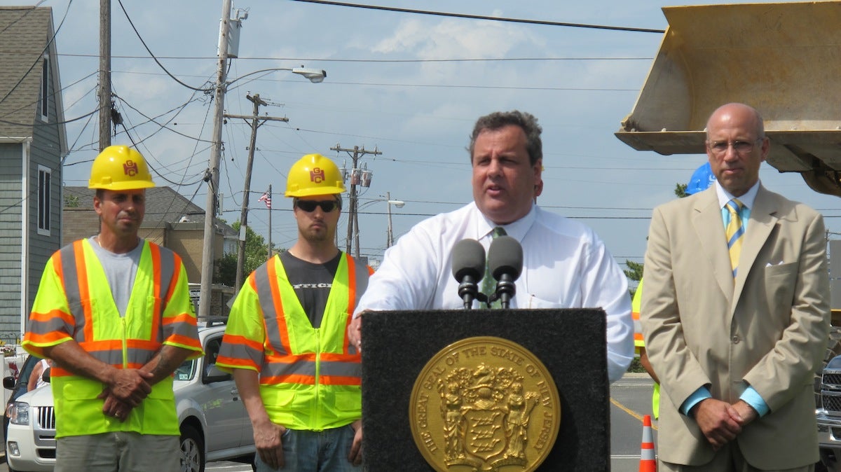  Governor Chris Christie discusses tourism and Sandy rebuilding at news conference in Seaside Park (Phil Gregory/WHYY) 
