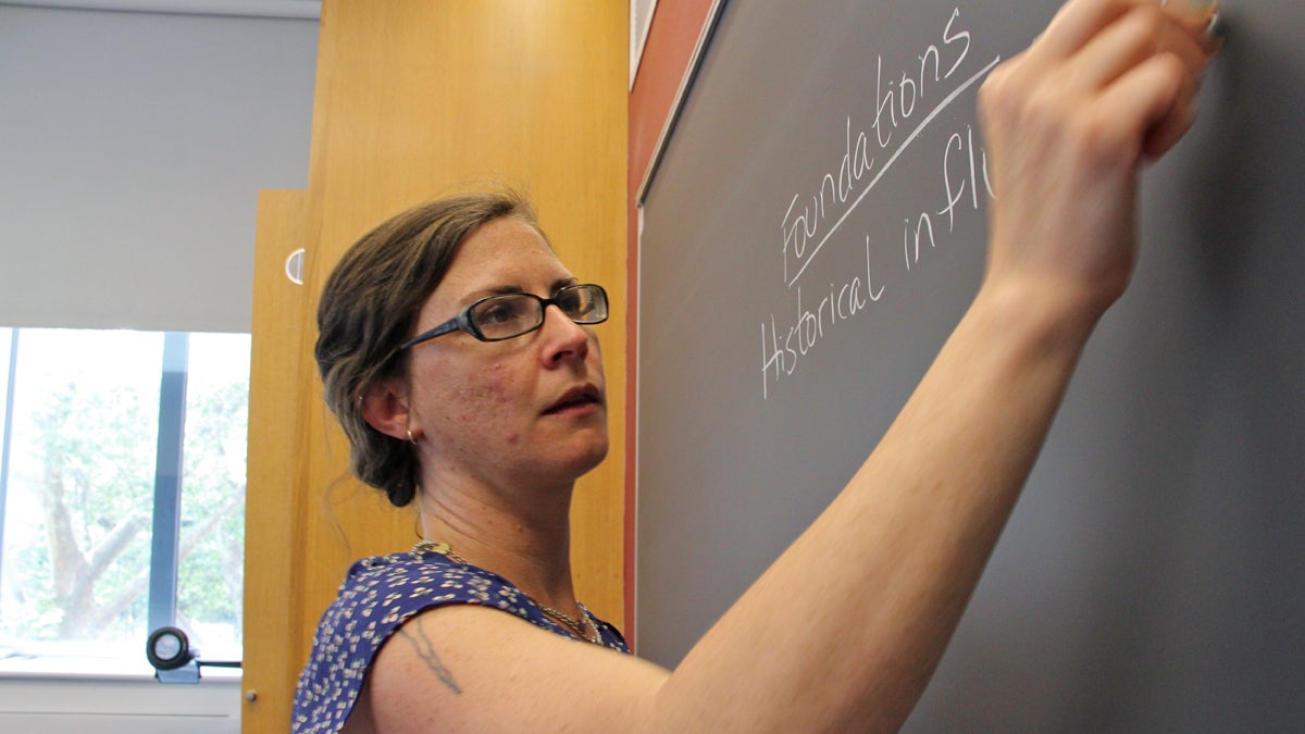  Laid-off teacher Bernadette McHenry will spend her summer teaching Upward Bound classes at the University of Pennsylvania. After that, she's not sure what direction her teaching career will take. (Emma Lee/for NewsWorks) 
