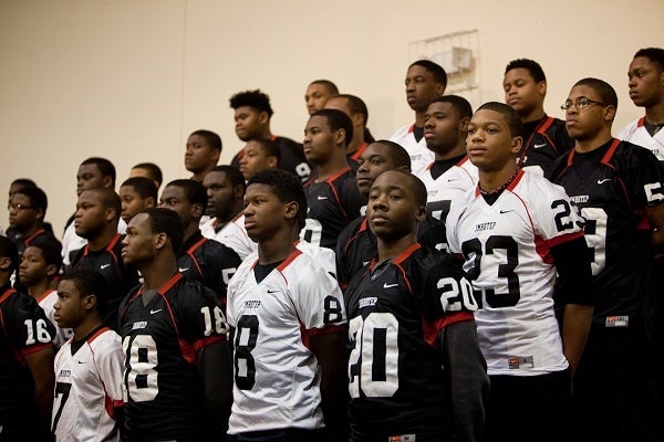 <p><p>Four seniors who played football for Imhotep signed committments for college while another 15 will pursue secondary education. Some will attempt to make their teams as walk ons. (Brad Larrison/For NewsWorks)</p></p>
