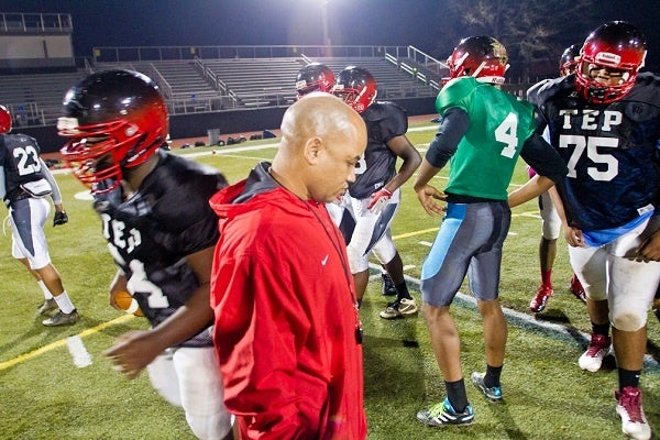 <p><p>First-year head coach Albie Crosby said that between the successes of Imhotep and the Northwest Raiders youth programs, Northwest Philly has evolved into a football Mecca of late. (Brad Larrison/For NewsWorks)</p></p>
