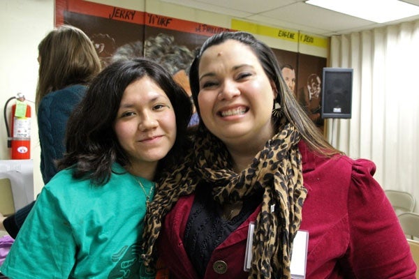 <p>Olivia Vasquez (left) and Erika Almiron, are members of the Philadelphia based group JUNTOS. The group is planning a memorial to the deported on Feb. 12 and will join a mass mobilization in Washington, DC, on April 4. (Emma Lee/for NewsWorks)</p>
