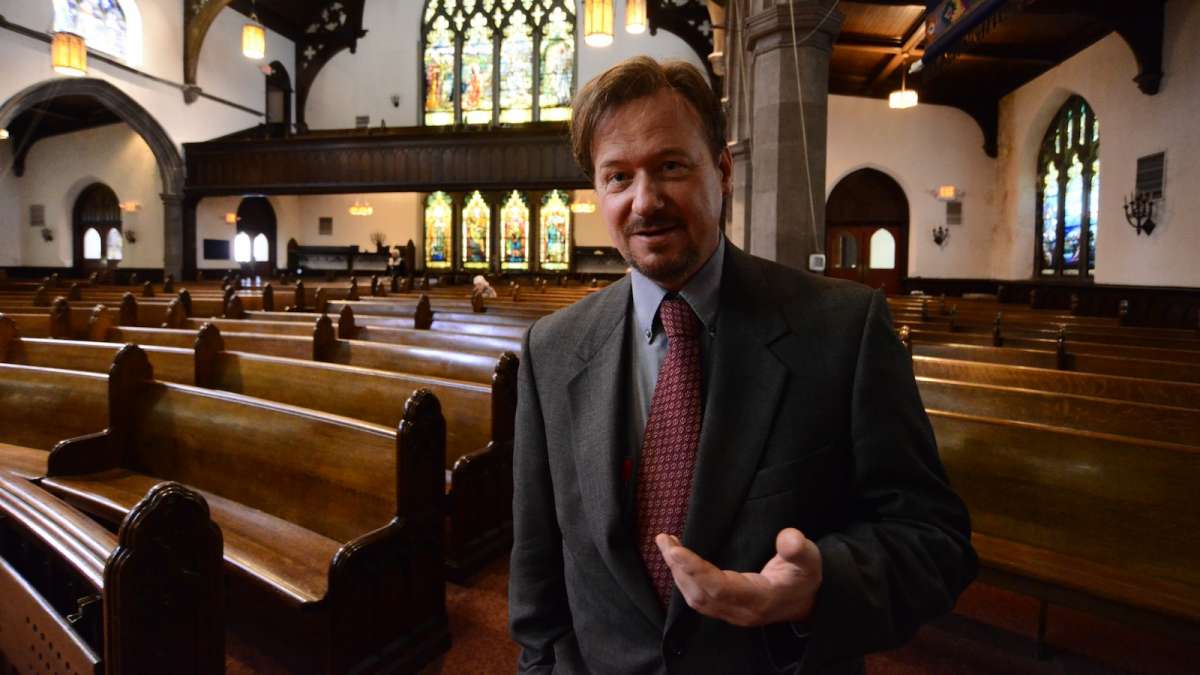  Rev. Frank Schaefer spoke to members of the First United Methodist Church of Germantown. (Bas Slabbers/for NewsWorks) 