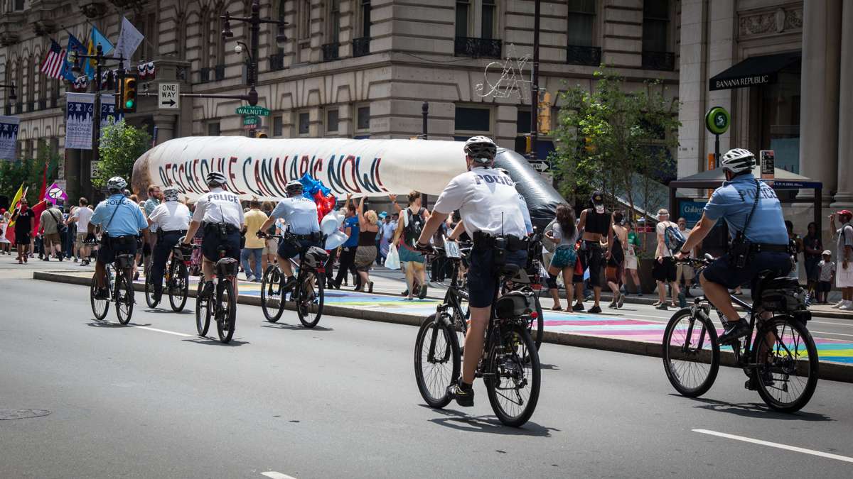 The atmosphere around JayWalk, a march for the legalization of marijuana, was surprisingly cordial, despite the distinct smell of pot in the air, between police and marchers in downtown Philadelphia.