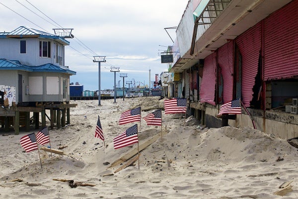 <p>The north end of Seaside Heights' boardwalk is now gone, a small memorial left behind.( Jana Shea /for NewsWorks )</p>
