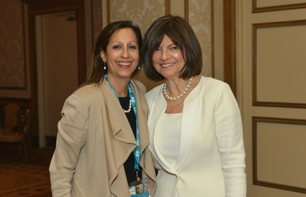 <p><p>Marcia Bronstein (left), director of development and outreach of the American Jewish Committee, and Roz Marion, wife of event honoree David H. Marion (Photo courtesy of Edward Savaria, Jr.)</p></p>
