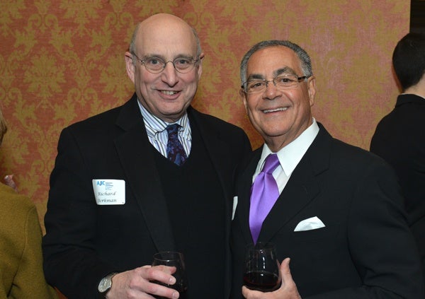 <p><p>American Jewish Committee board members Richard Berkman (left) of the law firm Dechert, and Harold Yaffe, AJC board chair emeritus (Photo courtesy of Edward Savaria, Jr.)</p></p>
