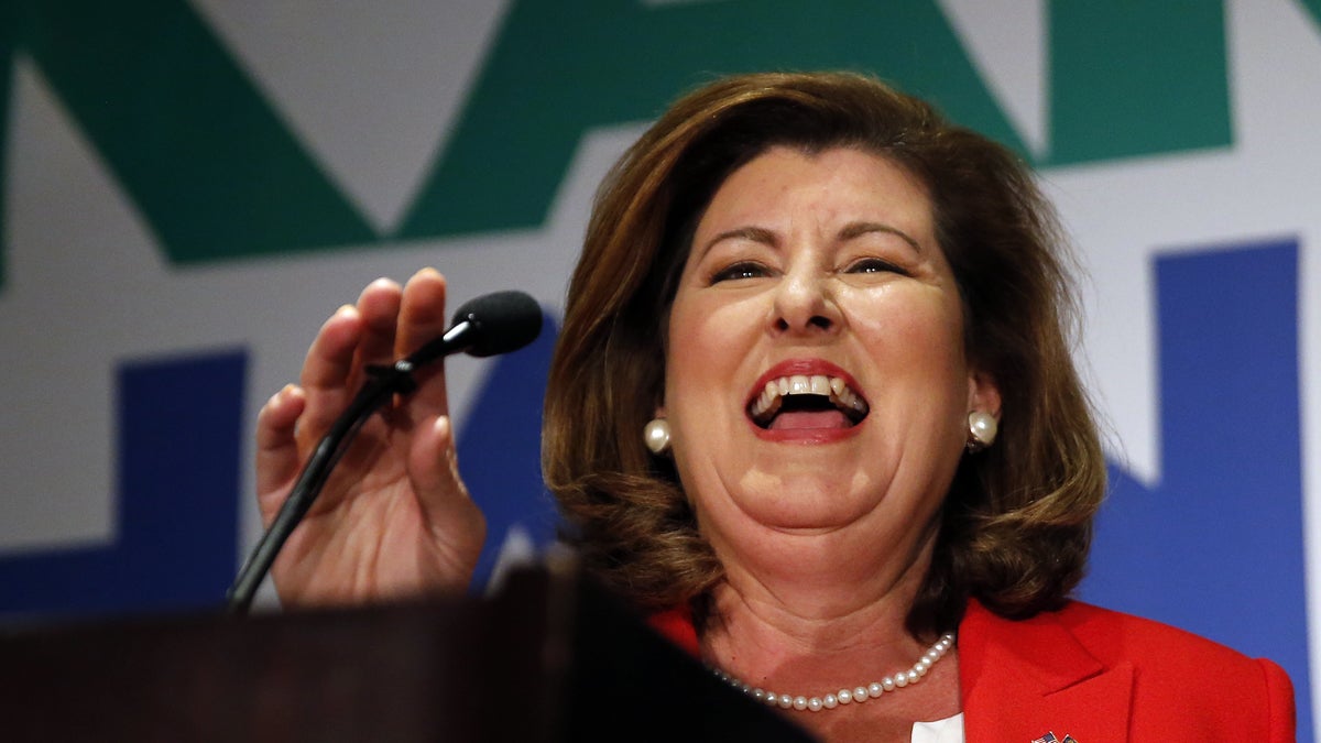  Republican candidate for Georgia's Sixth District congressional seat Karen Handel declares victory during an election-night watch party  Tuesday, June 20, 2017, in Atlanta.  (AP Photo/John Bazemore)  