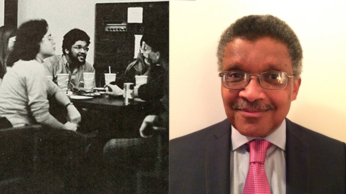  Kip Davis pictured in the 1974 Halcyon, Swarthmore College's yearbook  (left) and today(Swarthmore College yearbook, photo provided) 