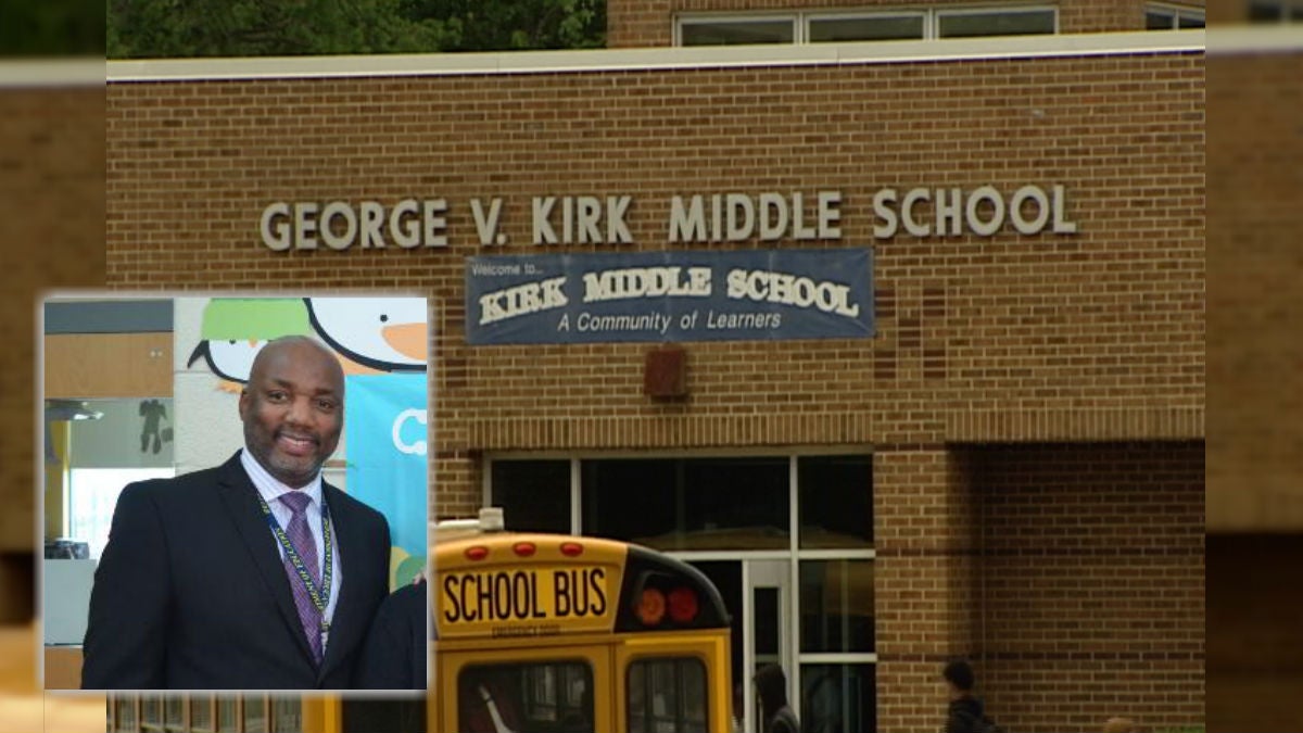  Kirk Middle School Principal Brian Curtis was abruptly placed on leave recently. The district wants to fire him for undisclosed reasons. (Kyle Bressler/WHYY. Inset: Christina School District 