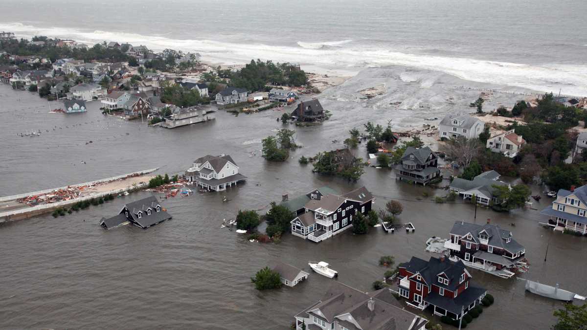  In 2012, Superstorm Sandy  flooded the New Jersey shoreline. (AP Photo/U.S. Air Force, Master Sgt. Mark C. Olsen, File)  