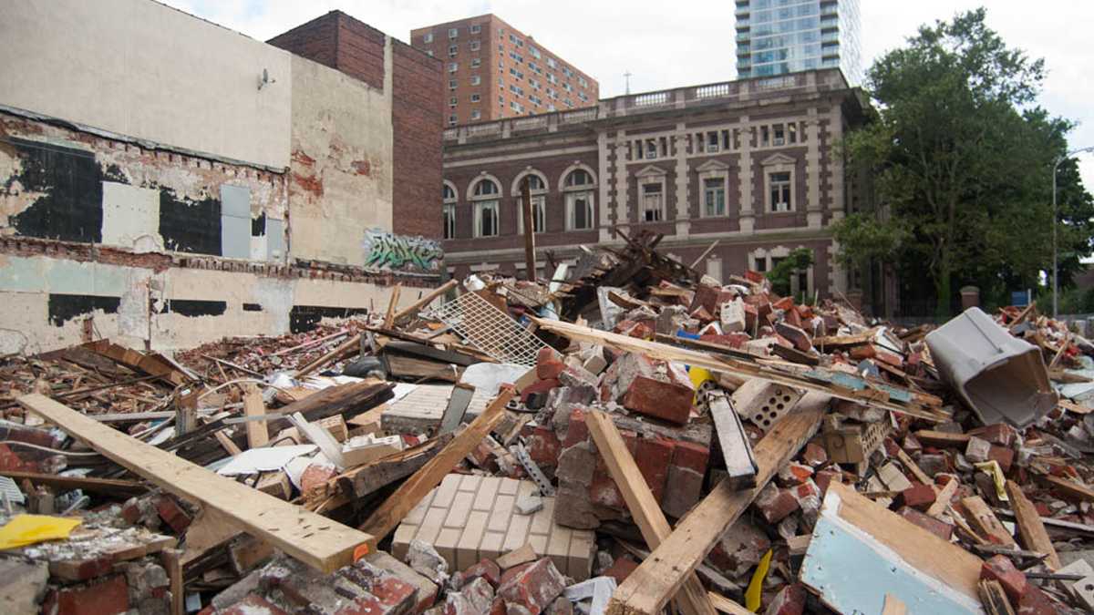  The scene following the 2013 building collapse at 22nd and Market streets in Center City Philadelphia. (NewsWorks, file) 