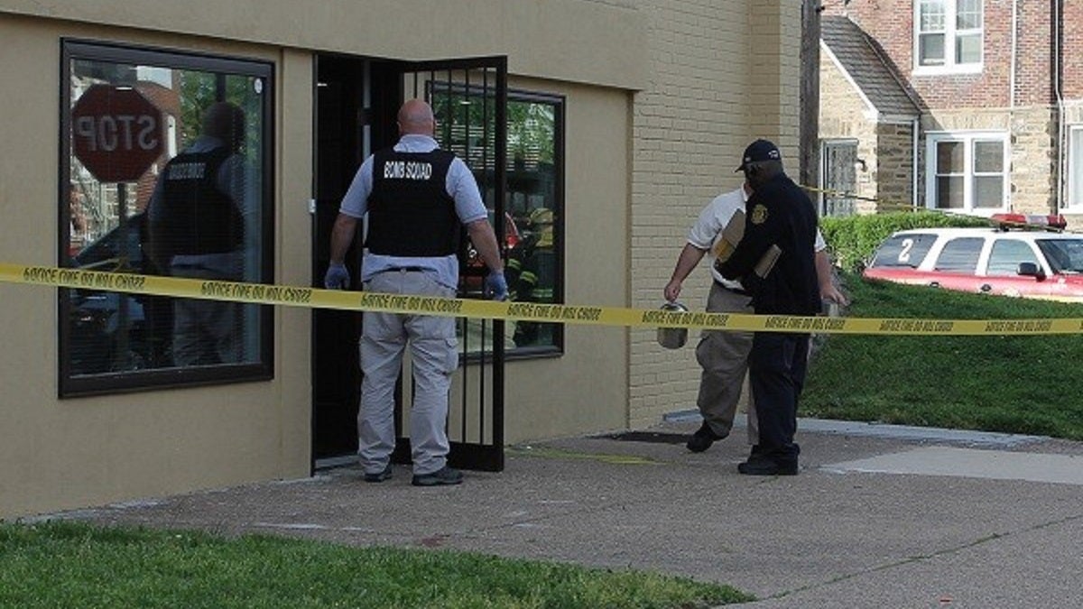 While initial reports of a bomb proved unfounded, police reported that a substance found outside a Northwest Philadelphia politician's office was still dangerous. (Matthew Grady/for NewsWorks) 
