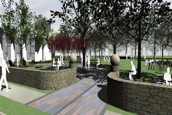  An image of Lovett Park with proposed permanent furniture additions. (Courtesy of Mt. Airy USA) 