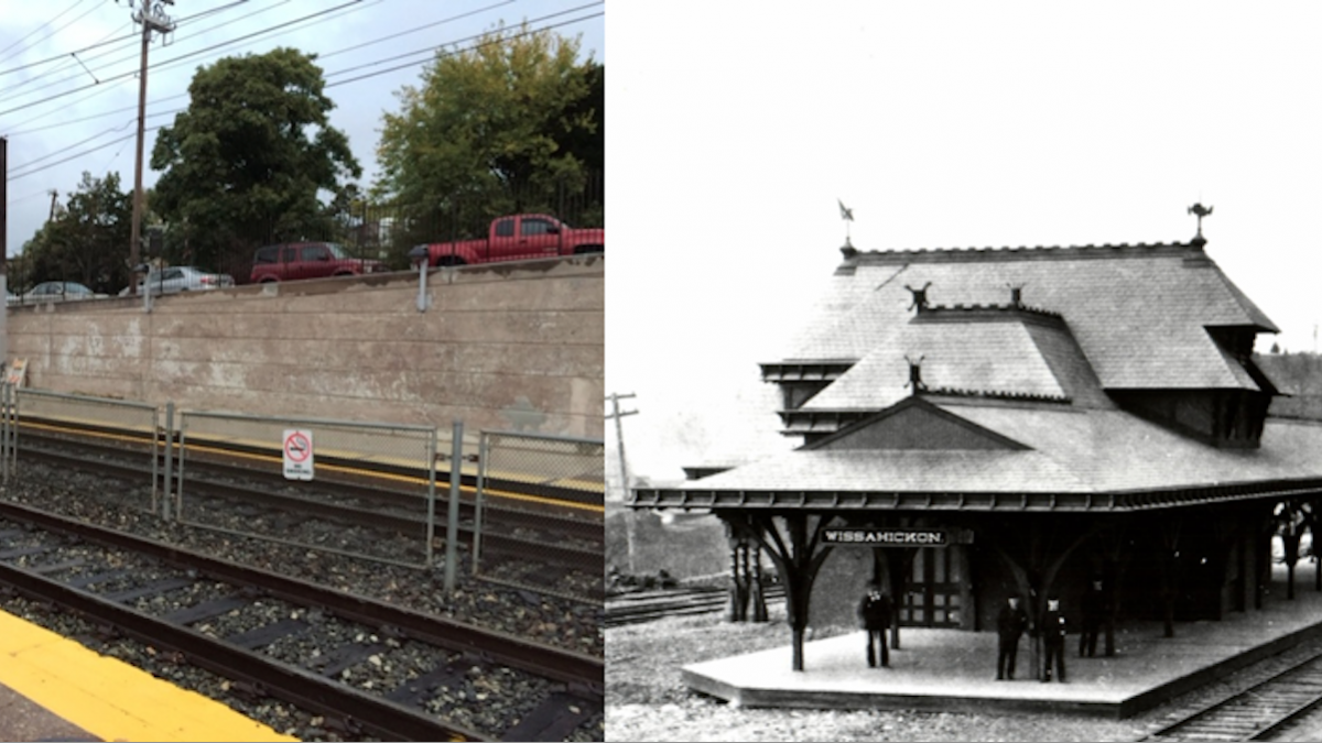  A mural has been proposed for the Wissahickon Station. Shown on the right is where the mural would be and shown on the left is the station when it was first built. (Images courtesy of Sara Sequin) 