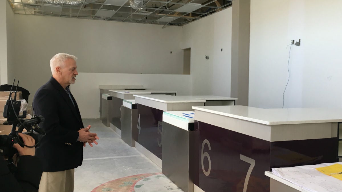  First State Compassion Center president Mark Lally gives a tour of FSCC's soon to open medical marijuana dispensary in Lewes. (Mark Eichmann/WHYY) 