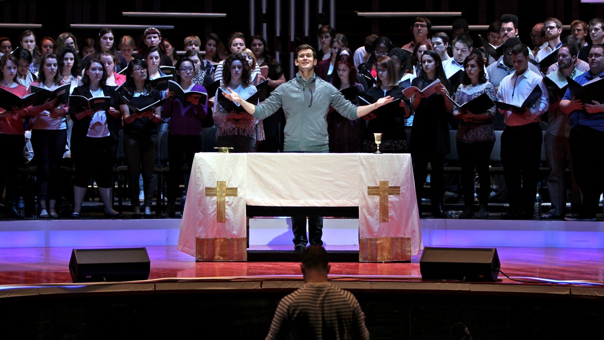 Kevin Vortman of the Broadway Street Singers portrays The Celebrant in Leonard Bernstein's Mass, opening at the Kimmel Center on April 30. (Emma Lee/WHYY)