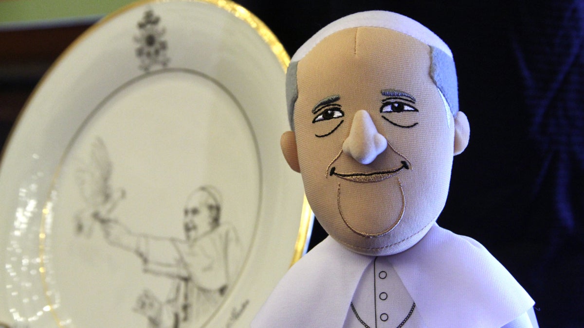 Aramark unveils a range of products it will offer as the official vendor of event merchandise for the World Meeting of Families in Philadelphia. (Emma Lee/WHYY