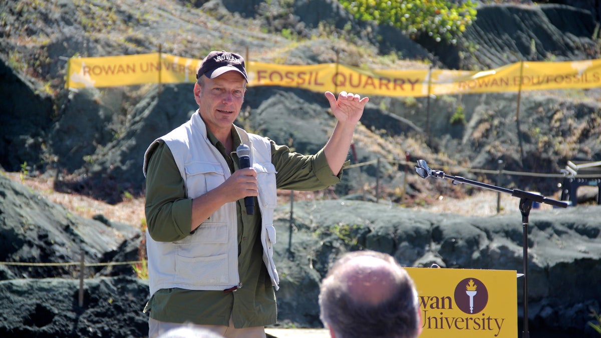 Rowan has acquired a 65-acre fossil site in Mantua Township and paleontologist Ken Lacovara, formally of Drexel University, has joined the faculty of Rowan as the founding dean of the School of Earth & Environment. (Emma Lee/WHYY)