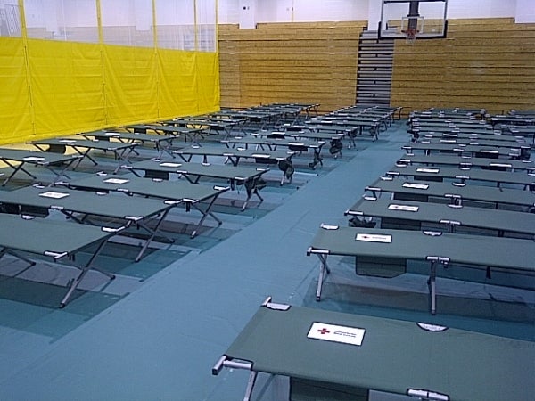 The Southeastern Pennsylvania chapter of the Red Cross set up a shelter Friday night at Lincoln High School in Mayfair.