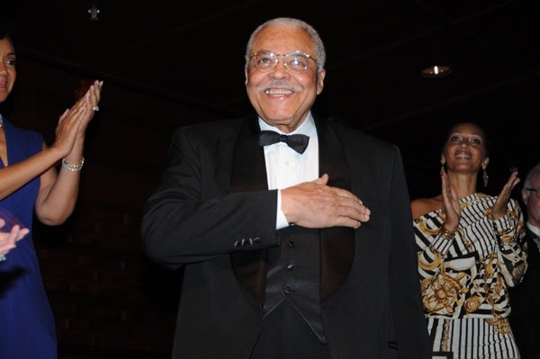 <p><p>Honoree James Earl Jones acknowledges the crowd after being introduced gala host, actor Terrence Howard (Photo courtesy of George B. Feder)</p></p>
