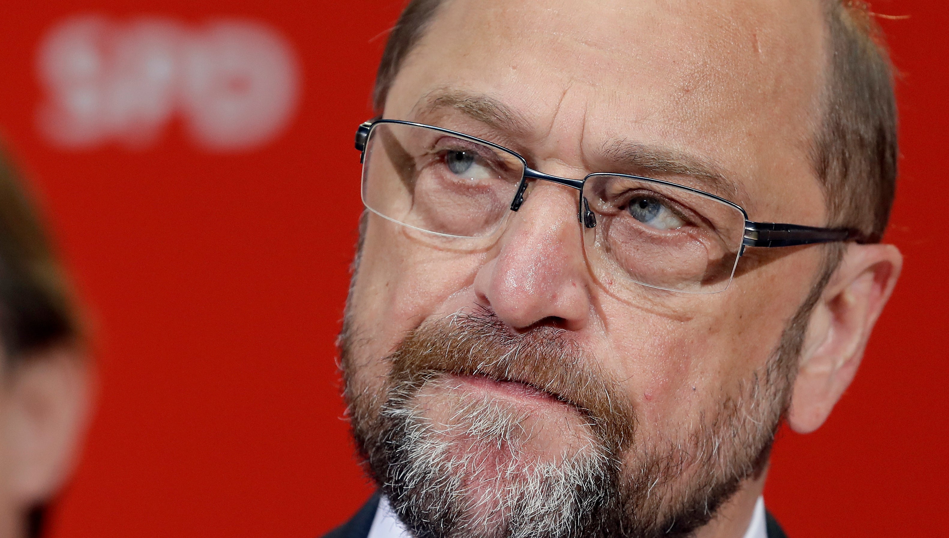  Martin Schulz, chairman of the German Social Democratic Party (SPD) and Chancellor candidate for the upcoming general elections addresses the media after first projections for the state elections in the German state of North Rhine-Westphalia were announced at the party's headquarters in Berlin, Germany, Sunday, May 14, 2017. First exit polls predict significant gains for Angela Merkel's Christian Democratic party. (AP Photo/Michael Sohn) 