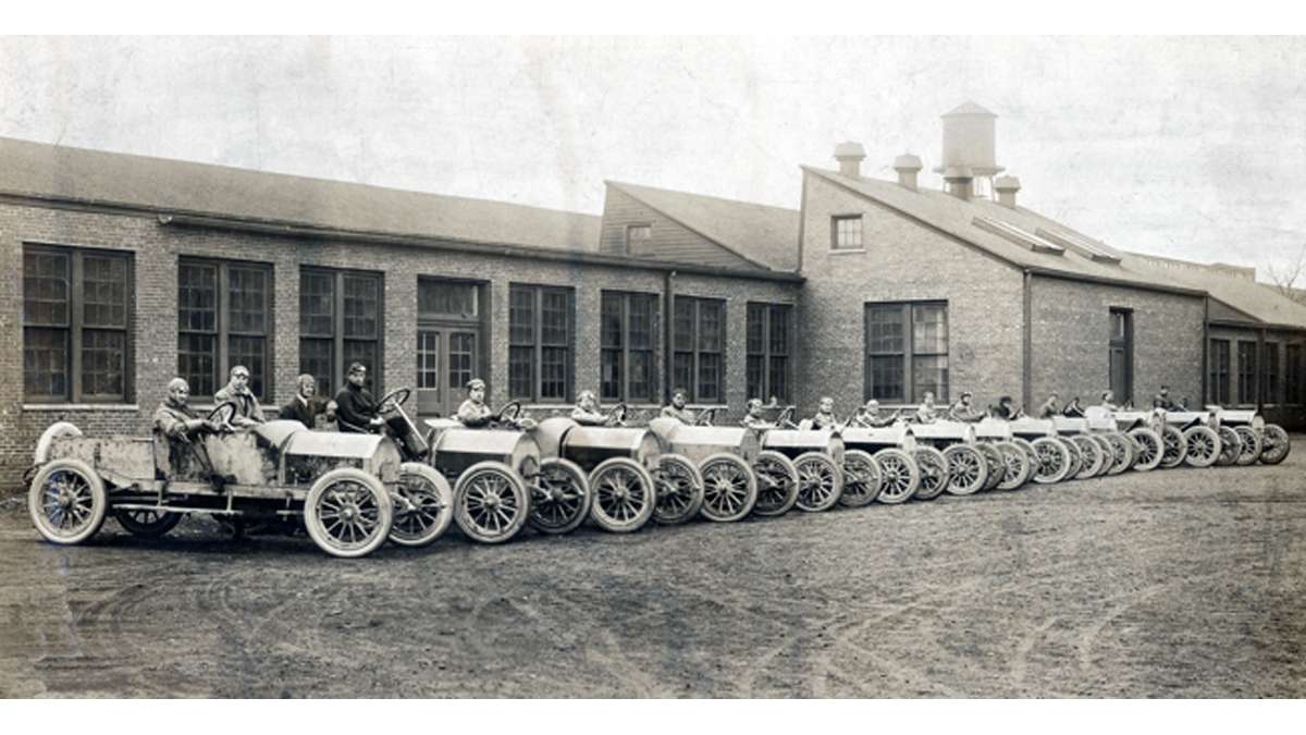  The 1912 Raceabout Test Drivers are pictured here at the Mercer Automobile Company's Factory on Whitehead Road in Trenton, New Jersey  (Photo courtesy of Clifford Zink) 