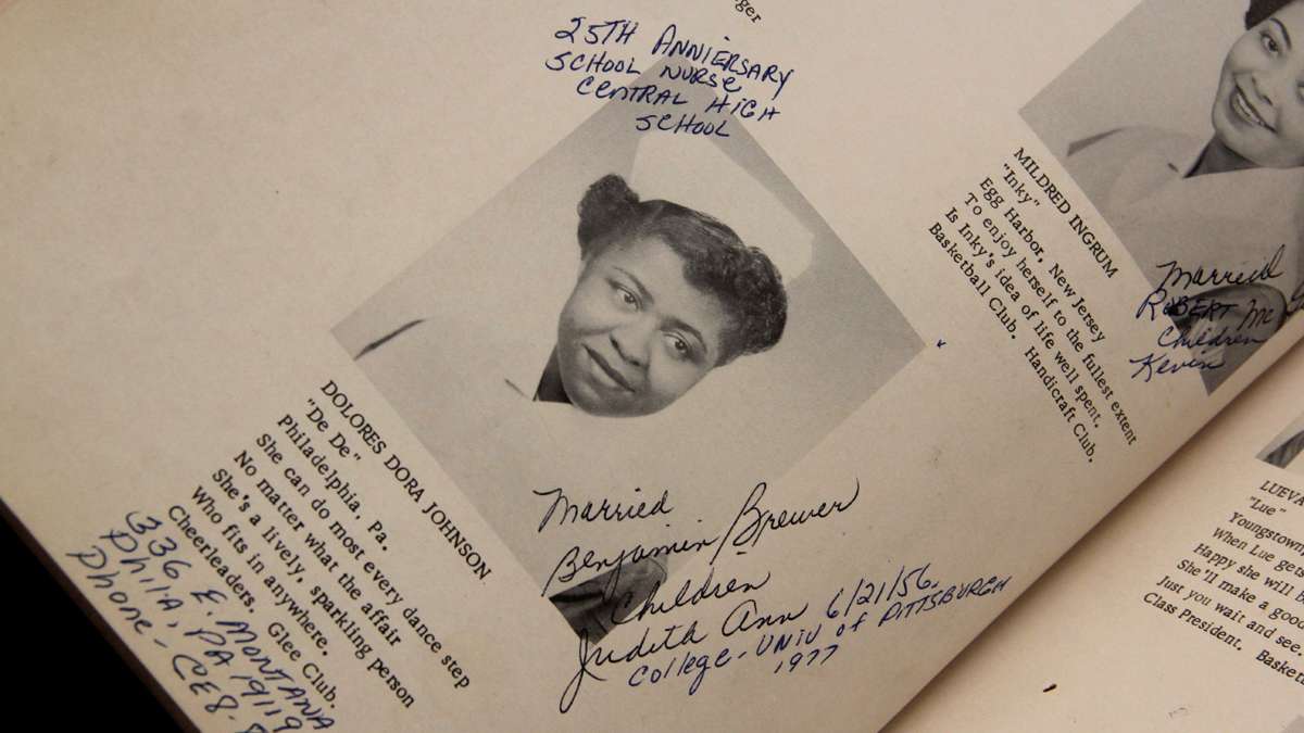 Dolores Johnson Brewer as she appears in her 1952 Mercy Douglass yearbook. (Emma Lee/for NewsWorks)