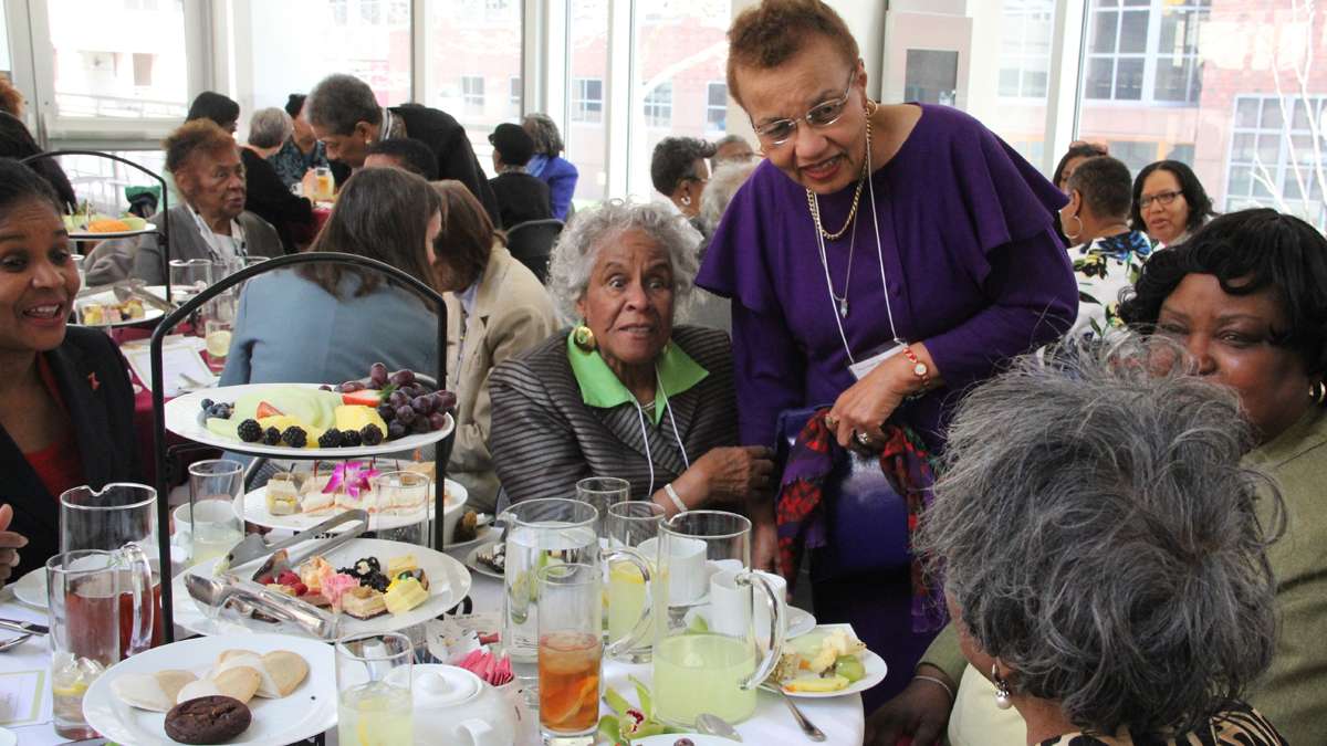 Mercy Douglas School of Nursing alumni renew old friendships at a tea in their honor at the University of Pennsylvania. (Emma Lee/for NewsWorks)