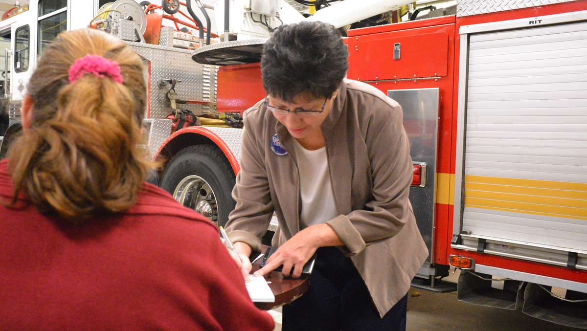 State Rep. Pam DeLissio voted at Ladder 30 in Roxborough on Tuesday morning shortly after the polls opened. (Bas Slabbers/for NewsWorks)